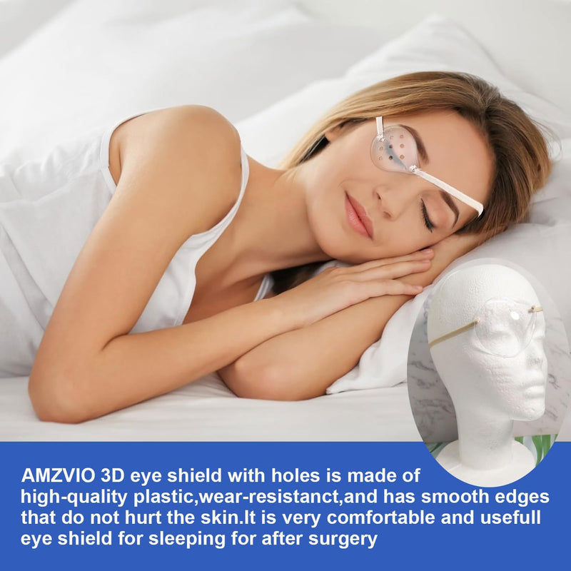 AMZVIO 2pcs Eye Shield After Cataract Surgery, Clear Eye Patch Plastic Hard Shield with Extended Elastic Strap Longer & Wider for Adults Eyes Protective After Cataract Surgery(Beige)