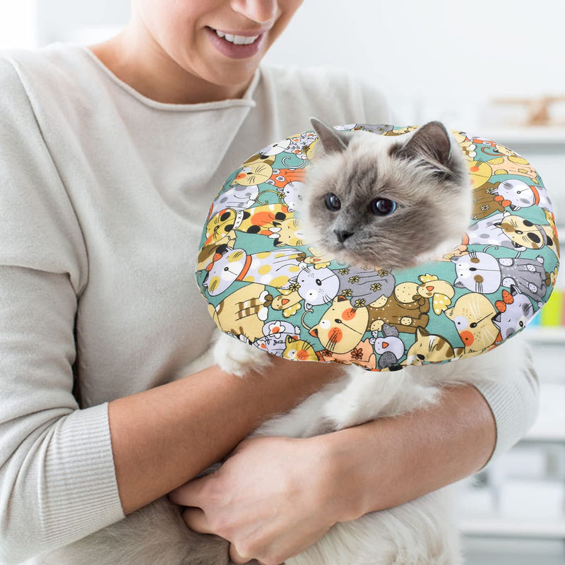 Neck ruffs for cats and dogs, soft protective collar, cat anti-bite recovery collar, protective collar, adjustable protective collar to prevent infections, cat collar, cotton for puppies, kittens, S - BeesActive Australia
