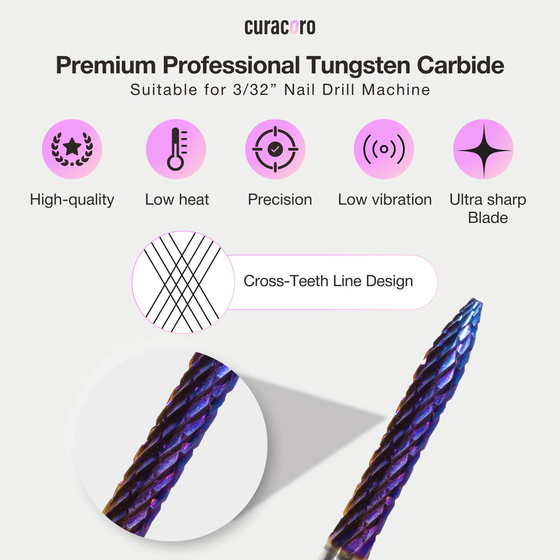 Curacoro Under Nail Cleaner 3/32'' Safety Carbide Bit (Coarse), Professional Design to Remove Dirt, Debris, Dead Skin for Healthy Nail Growth, Nail Drill Bits Manicure Salon & Home Coarse Galaxy - Under Nail Cleaner