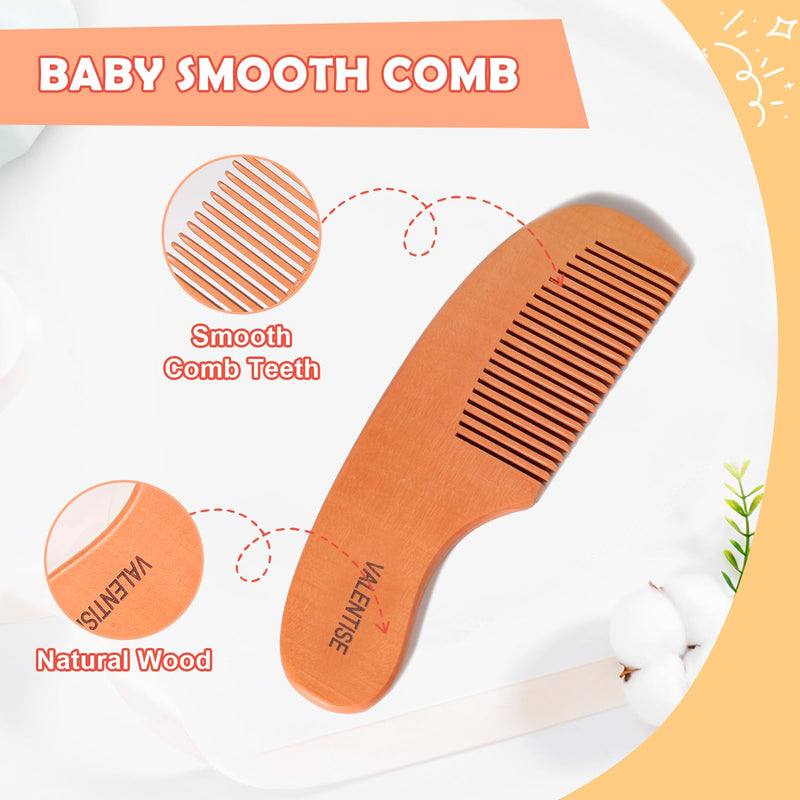 Baby Hair Bush and Comb Set,Baby Hair Brush with Soft Goat Bristle and Wood Comb Set,Wooden Baby Brush Set for Newborns & Toddlers,Good for Cradle Cap Brush - BeesActive Australia