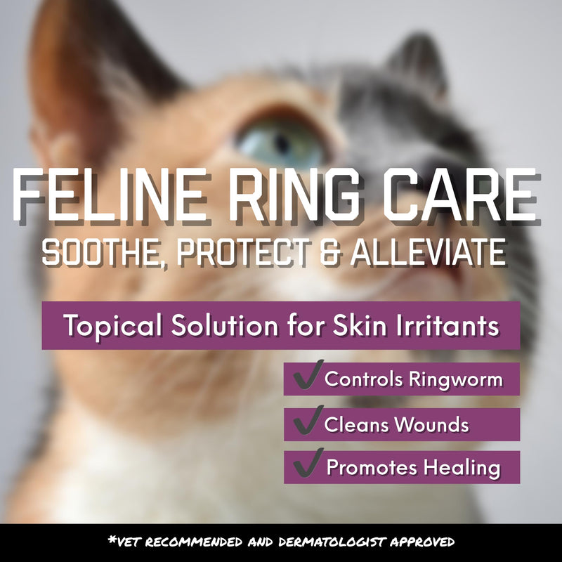 Feline Ring Care | Control & Help with Cat Ringworm, Mange, Dermatitis, Dog Paw Yeast. Also works on Dogs, Hamsters, Guinea Pigs, Rabbits, etc. 8 oz Ready to Use Spray for Cats and Itch Relief