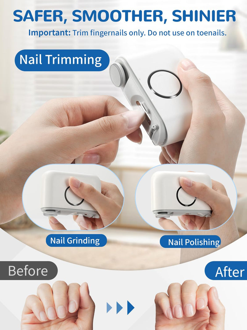 ONEDONE Electric Nail Clipper - 3-in-1 Rechargeable Baby Nail Trimmer Electric Nail File with Dual Blades 3 Speeds Fingernail Grinder Safe for Baby Women Seniors w/Ingrown Toenail Clippers - BeesActive Australia