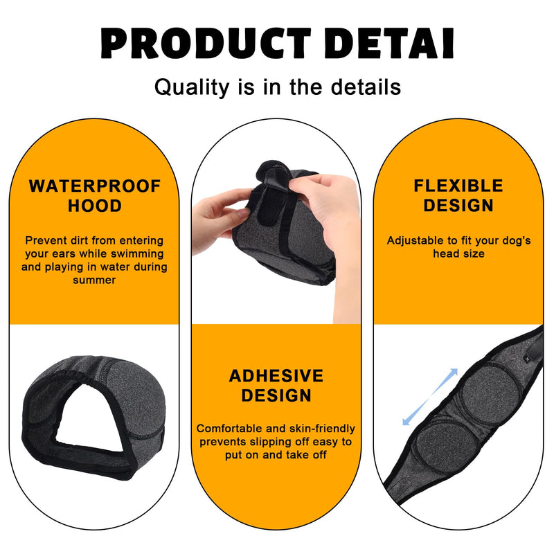 Dog Ear Covers, Dog Ear Muffs Noise Protection, Dogs Calming Hood,Adjustable Shower Cap Pet Ears, Dogs Ear Head Wrap Cups Shower Cap Pet Supplies for Bath Grooming (Grey, S) Grey
