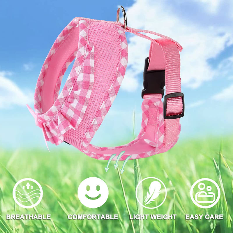 Upgraded Soft Mesh Dog Harness, Super Breathable Lightweight Pet Harnesses for Puppy Dogs outdoor Walking, Pink Dog Harness -Small S (Neck Girth 9.8"; Chest Girth:12”-18“) Adorable Pink - BeesActive Australia