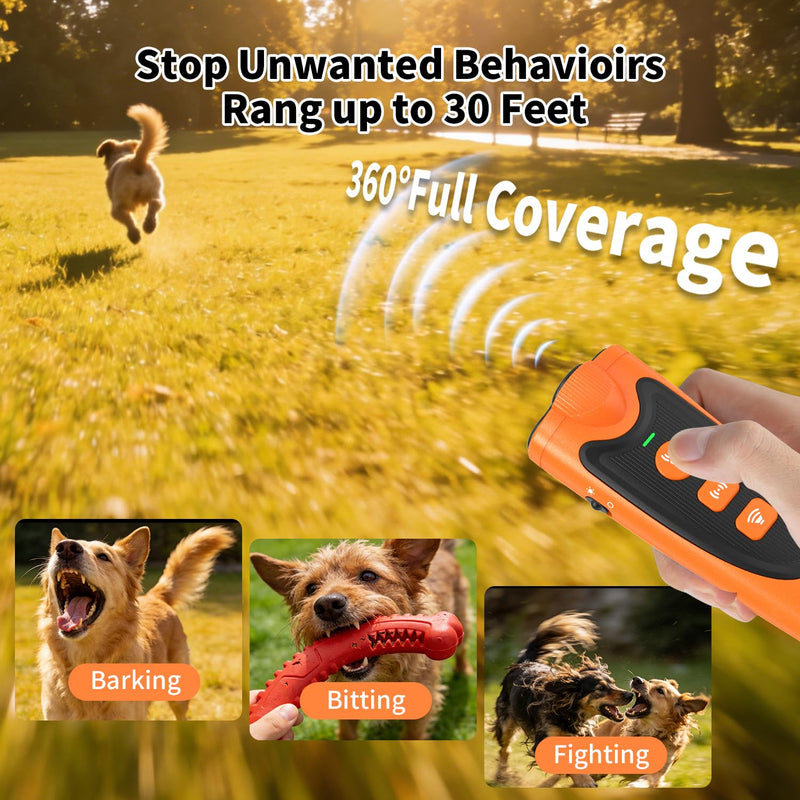 3X Ultrasonic Dog Bark Deterrent, 6 Adjustable Training Modes, Rechargeable Portable Handheld No Bark Device with 23ft Range, Safe Humane Anti Barking Control for Indoor Outdoor Dogs