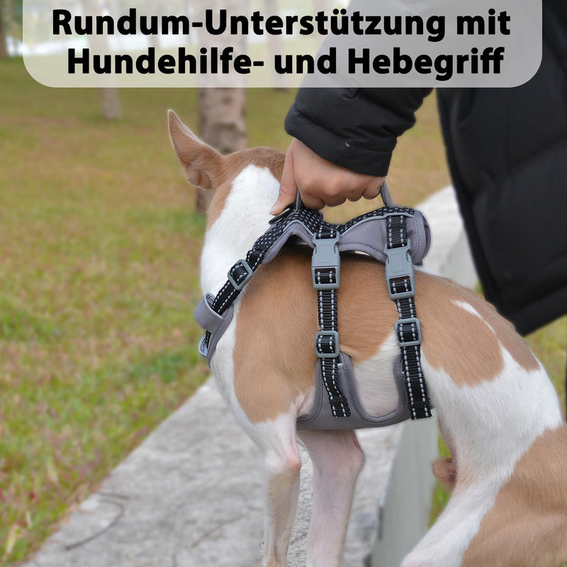 Huntboo Safety Harness Dog Escape Proof, Panic Harness for Dogs, Reflective Harness Dog with Handle, Adjustable Dog Harness for Small, Medium and Large Dogs (Black, M) Medium (1 Piece) Black - BeesActive Australia