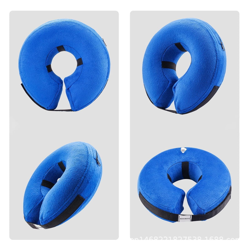 Dinghaole Inflatable Dog & Cat Neck Brace, Soft Nylon Pet Collar, Leak Protection for Dogs Recovering from Surgery or Wounds (Medium - Blue) - BeesActive Australia