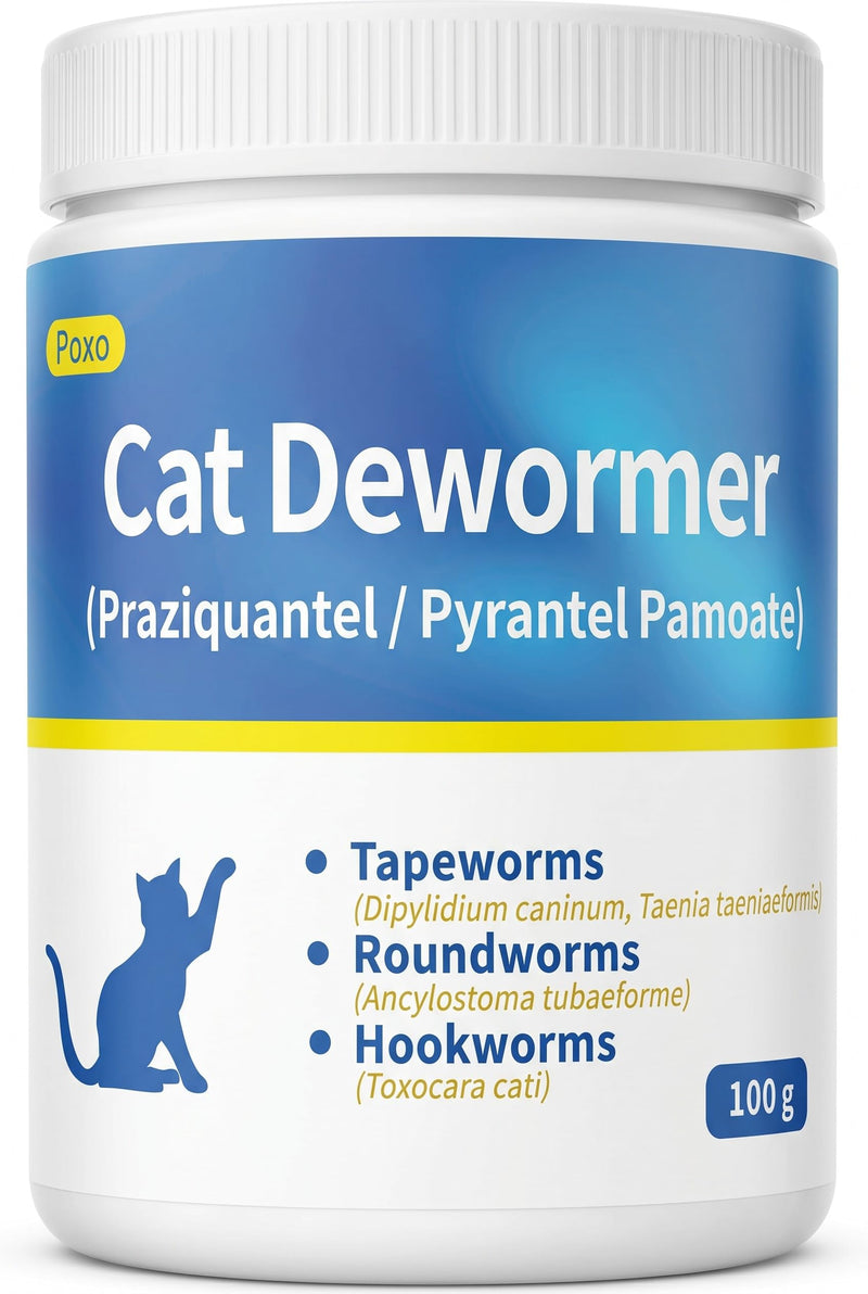 (praziquantel/pyrantel pamoate) Broad Spectrum Dewormer Powder for Cat & Kitten, Tapeworms, Roundworms & Hookworms, 100g