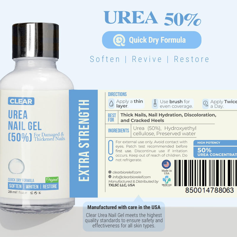 Urea 50% Nail Gel - Softens Cracked Heel Calluses & Thick Toenails - Repairs Damaged, Yellow, Discolored Nails – Highly Effective & Quick-Dry Fingernails & Toenail Treatment Blue Urea 50 - BeesActive Australia