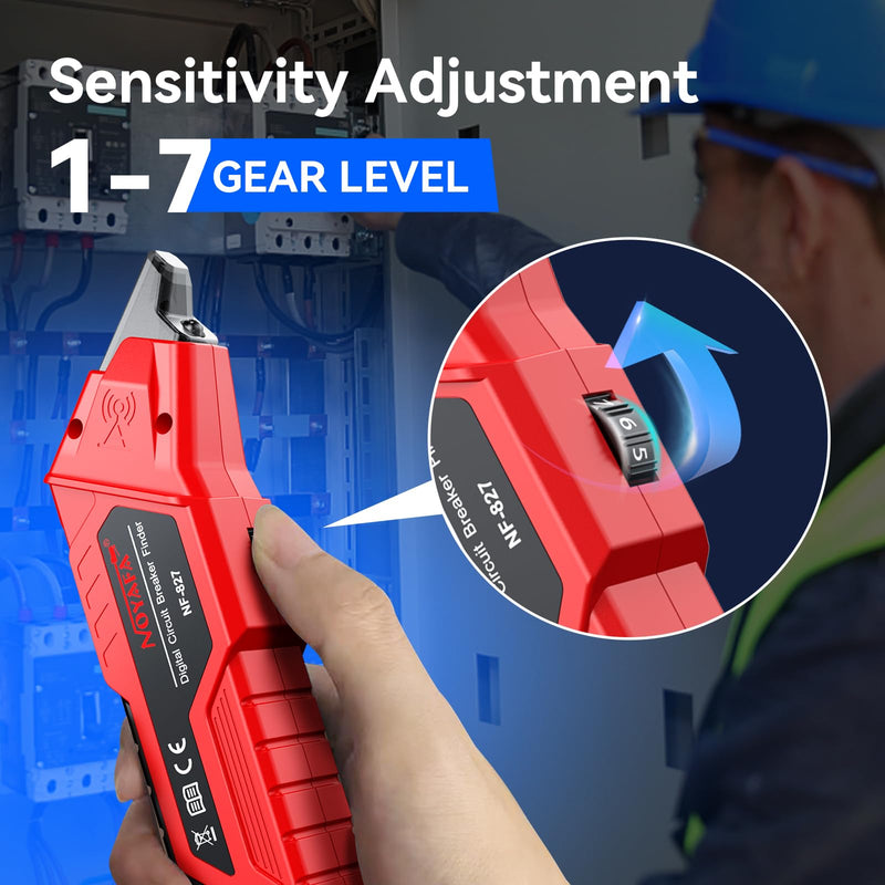 NOYAFA NF-827 Circuit Breaker Finder Tool with 3 Accessories &GFCI Outlet Tester, 90-120V AC Circuit Breaker Finder, Quickly Identify NCV Circuit Tester with Storage Case, Sensitivity Adjustment NF-827 + 3 Accessories
