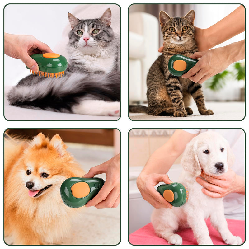 Cat Steam Brush for Indoor Cats, 3 In1 Cat Brush for Shedding, Portable Pet Hair Removal Tool for Cat and Dog, Deshedding Cat Brush Grooming Supplies Green - BeesActive Australia