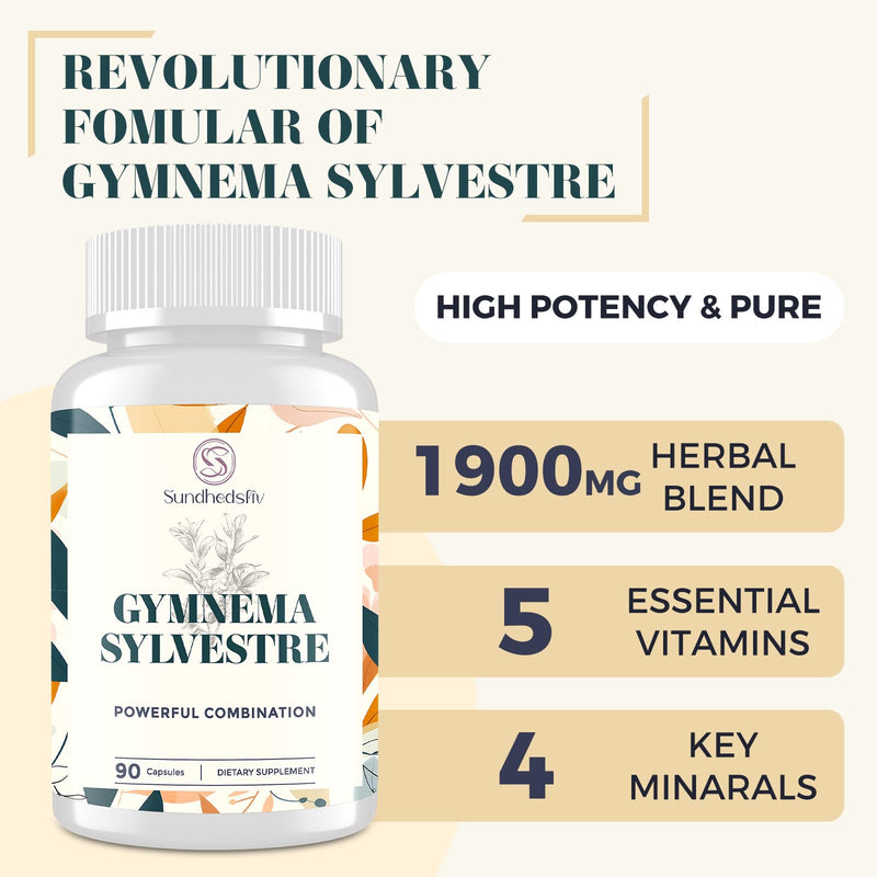Sundhedsliv 16 in 1 Blxxd Sugr Effective Gymnema Sylvestre Supplement 2100MG | with Berberine, Cinnamon, Bitter Melon | Vitamins, Magnesium & Chromium | 2Pack 90 Count (Pack of 2)