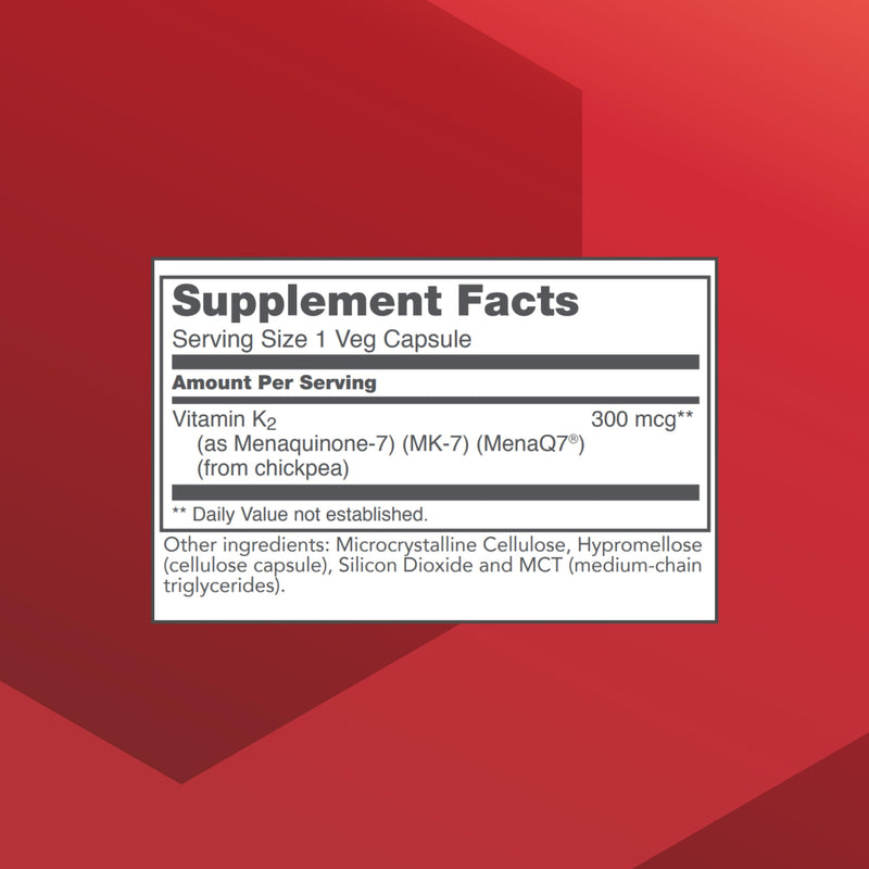 PROTOCOL FOR LIFE BALANCE MK-7 Vitamin K2 300mcg, Bone Health*, 60 Veg Caps | Extra Strength Supplement, Supports Bone Health and Vascular Elasticity*, Non-GMO and Vegan
