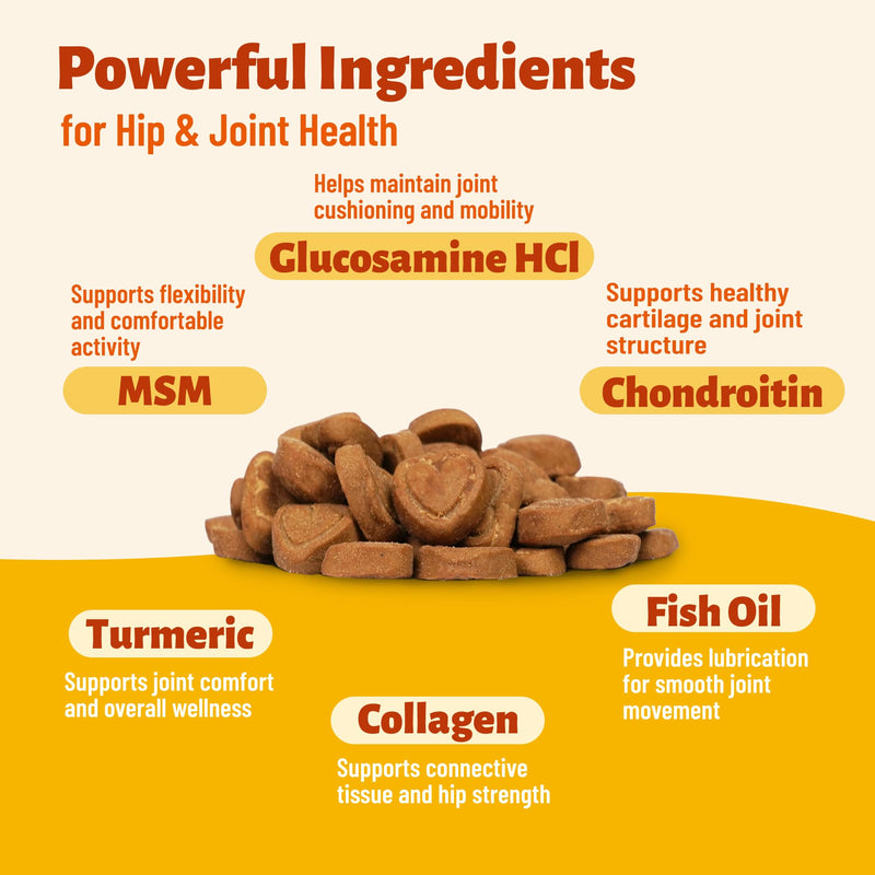 220g Joint Supplement for Dogs - Hip & Joint Health with MSM,Fish Oil,Glucosamine for Dog Chews - Advanced Mobility Support for All Breeds and Ages - Chicken Flavor