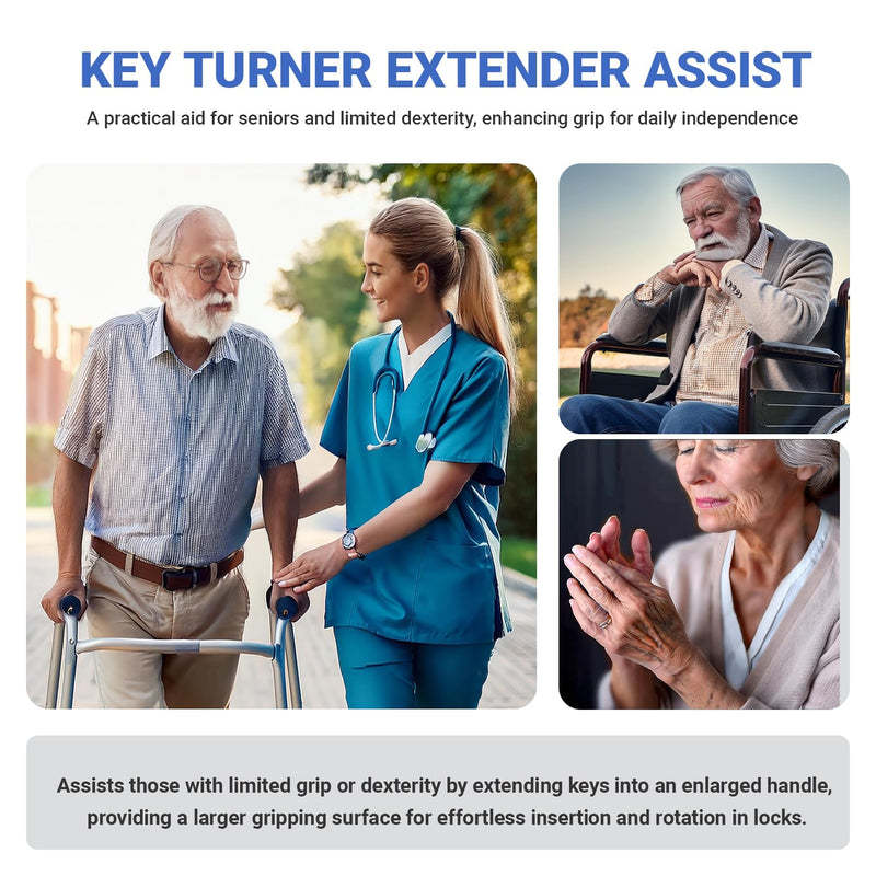 Key Turner Aid for People with Arthritis, FAMCHAINS Folding Key Organizer, Aluminum Keys Holder Keychain Accessories for Men, Door Opening Assistance with Grip Key Extender for Seniors yaoshijia Green