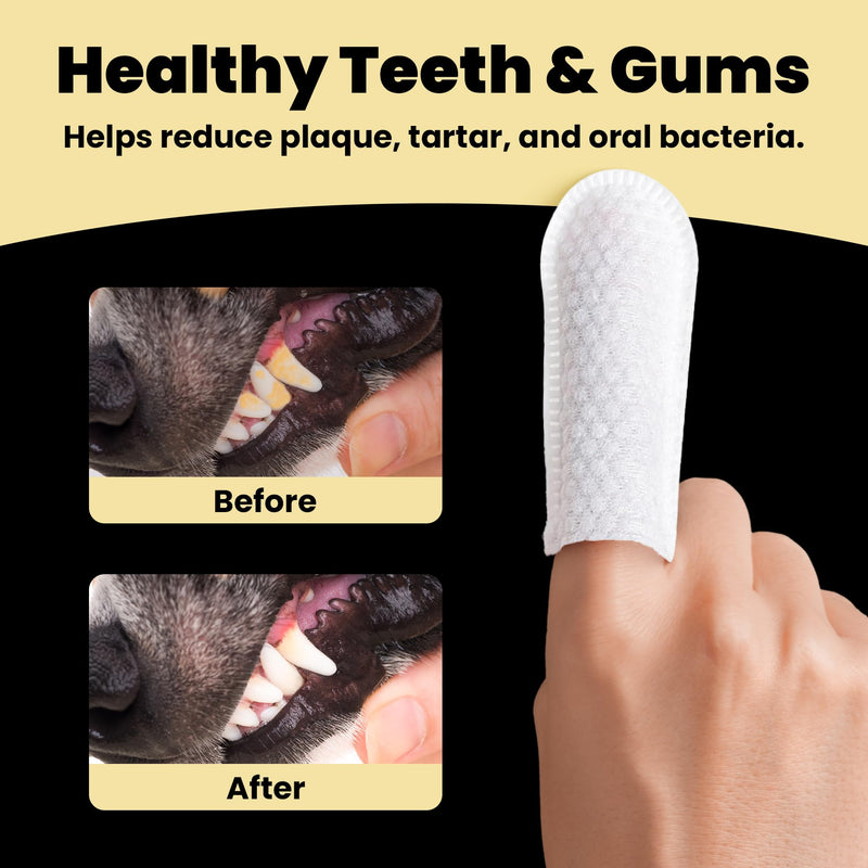 Hanu Dental Finger Wipes for Dogs & Cats - Teeth Cleaning Wipes Removes Bad Breath, Plaque & Tartar - Whitens Teeth Finger Toothbrush Gum Care Wipes - Freshens Breath - Vet-Recommended - PawsPlanet Australia