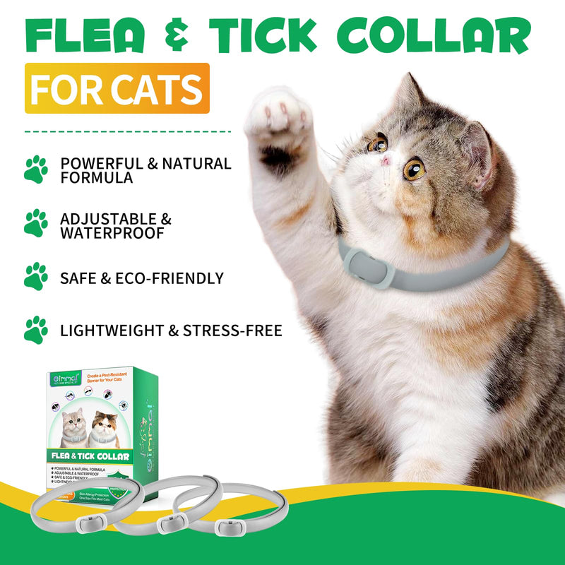 QLIGES tick flea collar cat, flea collar for cats 4 pieces, effective protection for 24 months, protection against skin allergies, soft and comfortable, adjustable, waterproof, suitable for all cats gray - BeesActive Australia