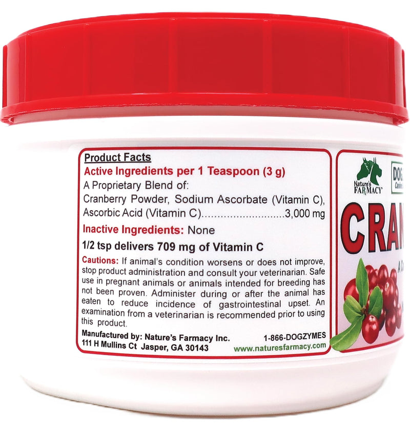 Dogzymes Cran Tri C Urinary Tract Support, Vitamin C Blend, 1418mg per Teaspoon (1 Pound) - PawsPlanet Australia