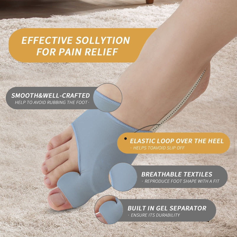 2PCS Bunion Corrector for Women & Men Big Toe Straightener - Bunions Correction Tool for - Bunion Splint with Soft Pads - Hallux Valgus Pain Relief, Breathable Fabric for Day & Night Wear (1, Gray) 1 - BeesActive Australia