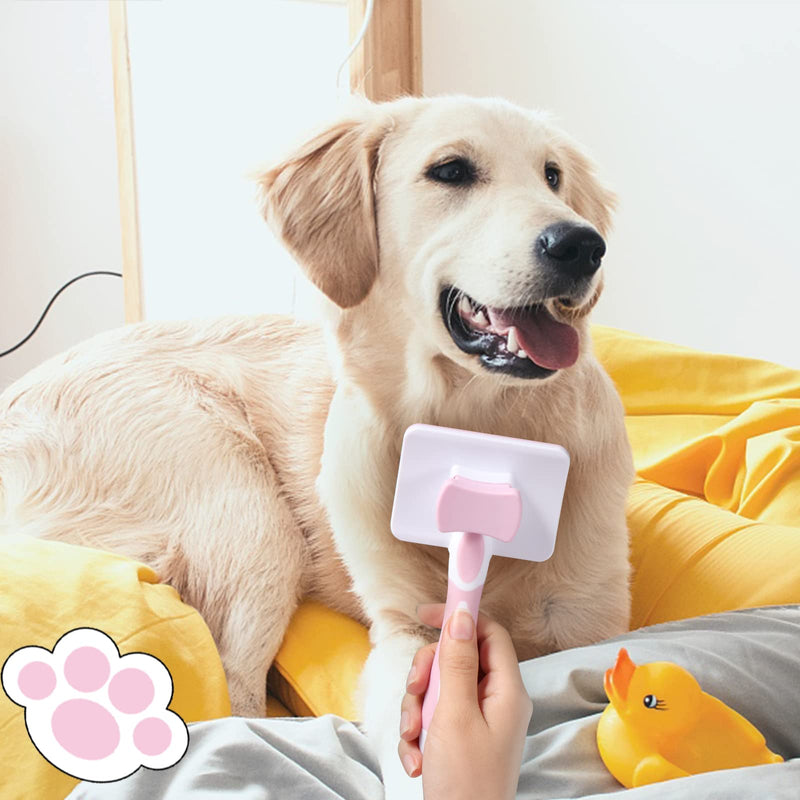 Vinabo Self Cleaning Pet Brush Long Short Hair Brush for Dogs Cats Effectively Removes Tomentose Undercoat and Tangles Pink - BeesActive Australia