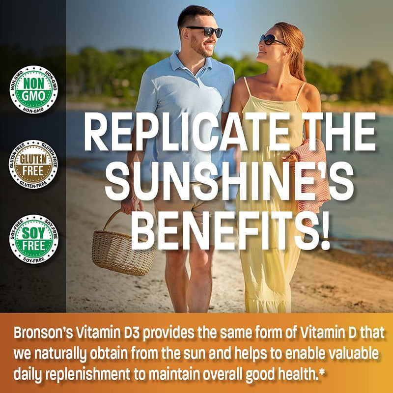 Bronson Vitamin D3 10,000 IU (250 mcg) Immune Support, 180 Softgels | Bone, Muscle, Teeth & Nervous System Support, Once-Daily, Non-GMO, Gluten-Free & Soy-Free 180 Count (Pack of 1)
