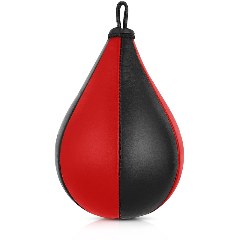 DXM SPORTS Boxing Speed Bag - Leather Speed Bags - Punching Speed Ball - Exercise Workout MMA Speed Bag for Adults 11.5" Black & Red - BeesActive Australia