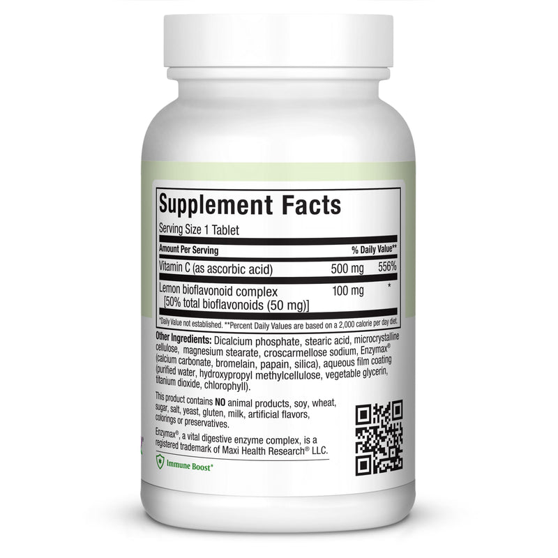 Maxi Health Max-C 500 Vitamin C Supplement – Vitamin C 500mg with Lemon Bioflavonoids Complex for Immune & Antioxidant Support – Vegan, Kosher – 100 Tablets | Kosher | Vitamin C with Bioflavonoids | Immune Health & Antioxidant Support | Vegetarian · No...