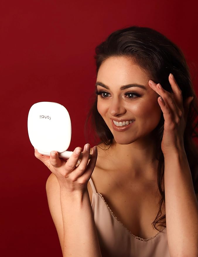 Fancii Natural LED Light Compact Makeup Mirror, 1x/10x Magnification - Rechargeable, Portable, Light 4" Hand Mirror for Travel and Wallet, Mira White -  Australia