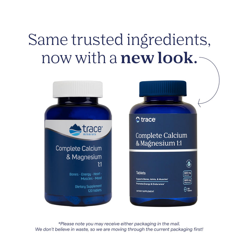 Trace Minerals Cal Mag Supplement, 120 Tablets | Ionic trace minerals blend, Calcium citrate and malate forms, Vitamins C and D, High bioavailability, 2 tablets daily