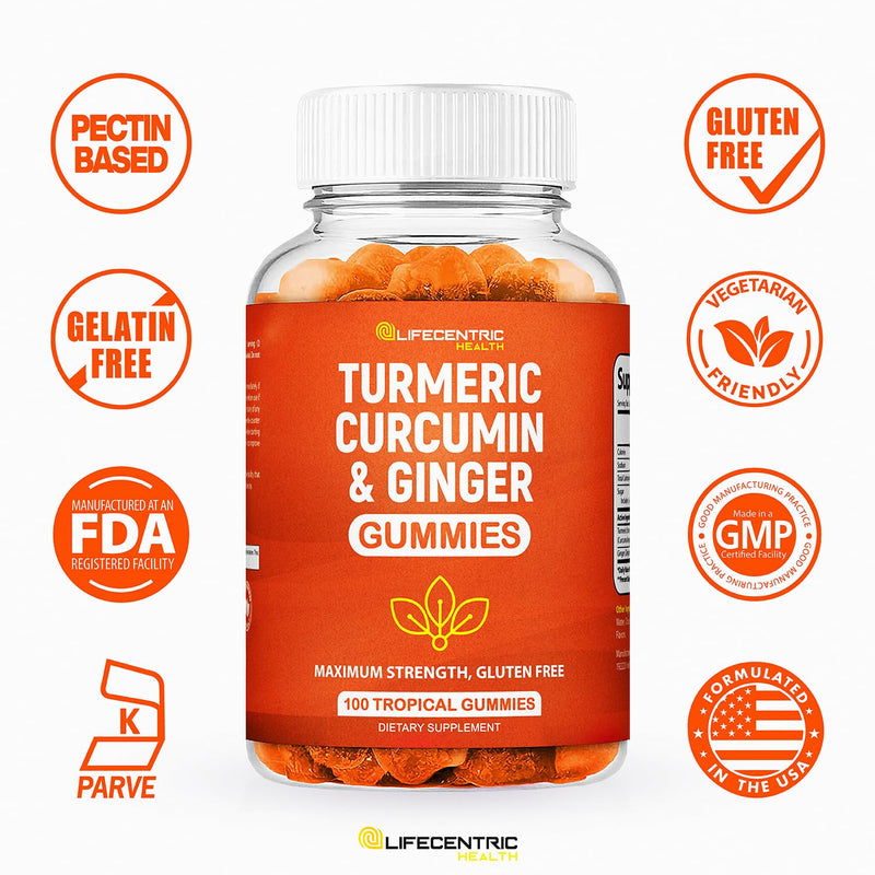 Turmeric Gummies for Adults and Kids | Max Strength Turmeric and Ginger Supplement | Vegan Organic Natural Turmeric Curcumin Gummies for Overall Health | Best Turmeric Supplement with Ginger - BeesActive Australia