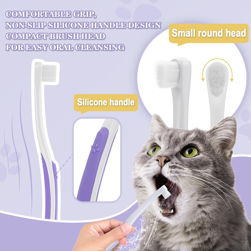 Cat Toothbrush Complete Kitty Dental Care Kit with Teeth Whitening Tracker - Premium Brushes for Cats, Easy Oral Hygiene & Gap Cleaning-cat cat - BeesActive Australia
