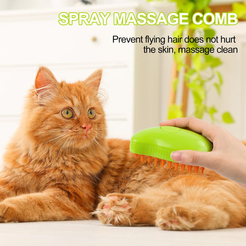 Byffoer Cat Steamy Brush, Steam Cat Brush Cat Brush with Steam, 3-in-1 Steam Brush for Cats Steam Brush for Cats Steamy BrushKatze Steamy Cat Hair Brush for Long Hair and Short Hair (Green) Green - BeesActive Australia