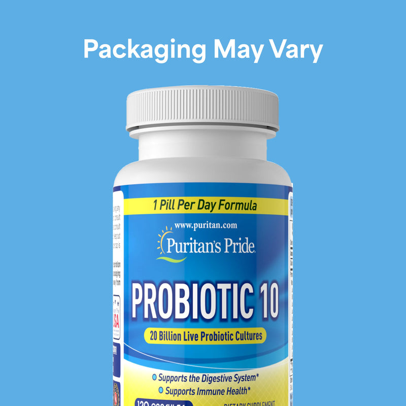 Puritan's Pride Probiotic 10 with Vitamin D, 120 Count | To support immune function 120 Count (Pack of 1)