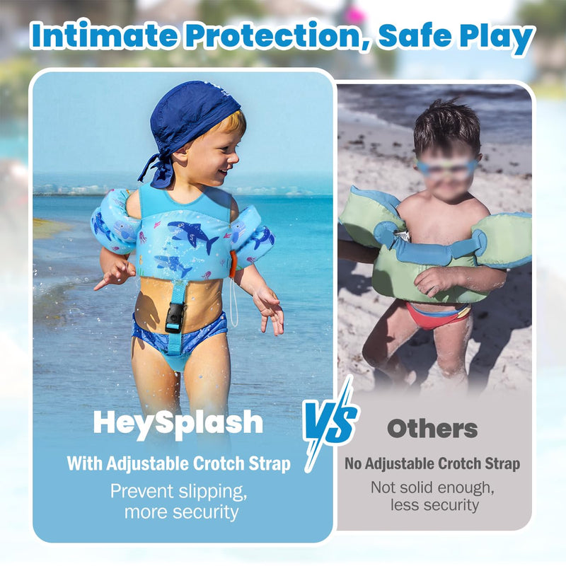 HeySplash Toddler Swim Vest, Toddler Floaties Fit 13-30 Lbs, Puddle Kids Jumper with Adjustable Strap, Pool Float Jacket Arm Floaties Baby Floatie Water Wing, Pool Sea Swimming Aid A-6-15kg Shark - BeesActive Australia