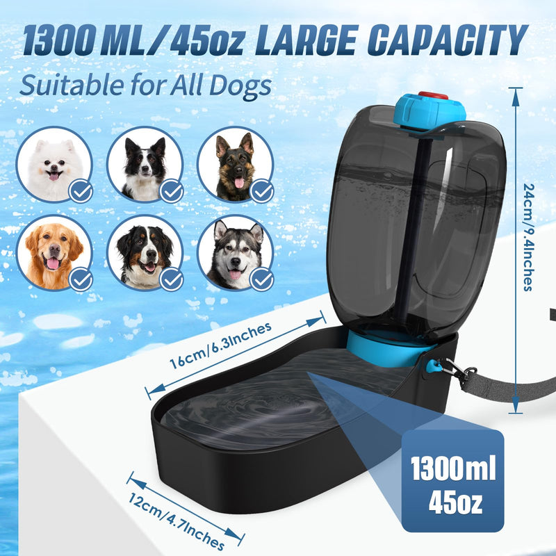 45oz Dog Water Dispenser, Portable Dog Water Bottles, Travel Dog Water Bowl for Dog Park, Patented, Leak-Proof Dog Water Bowl Dispenser, Dog Beach Camping Accessories, Water Bottle for Dogs, BPA Free BLUE - BeesActive Australia
