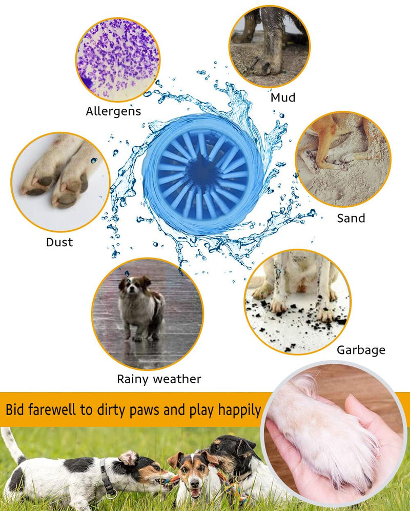 Paw Cleaner for Dogs, Soft and Comfortable Paw Cleaner, Portable Silicone Pet Paw Cleaner, with 3 Towels for Cats and Dogs Paw Washer (Blue) - BeesActive Australia