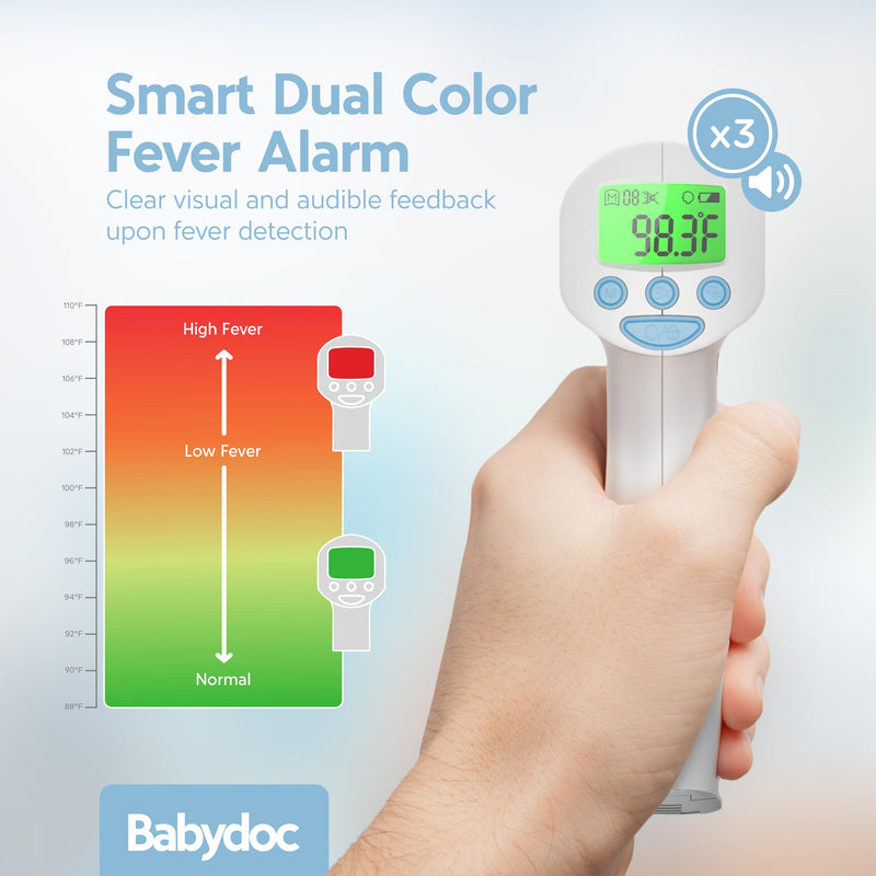 Babydoc Medical Grade FSA-HSA Eligible Baby Thermometer for Kids, AccuTemp German Sensor, 3-in-1 Safe Non-Contact Infrared Forehead Thermometer, Object Mode for Milk or Bathwater, Infants, Children Blue