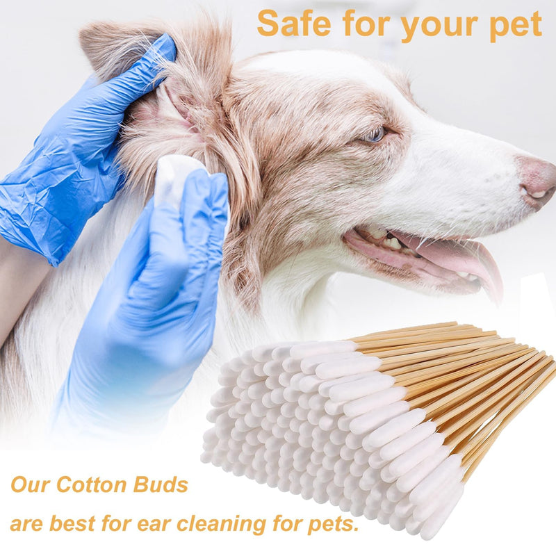Large Ear Buds Cotton for Dogs & Cats – 50 Pcs Pet Ear Cleaner Cotton Buds, Long Cane Cotton Buds for Deep Ear Wax Removal, Gentle Infection Care for Dog and Cat, 5.9 Inch (15cm) Long
