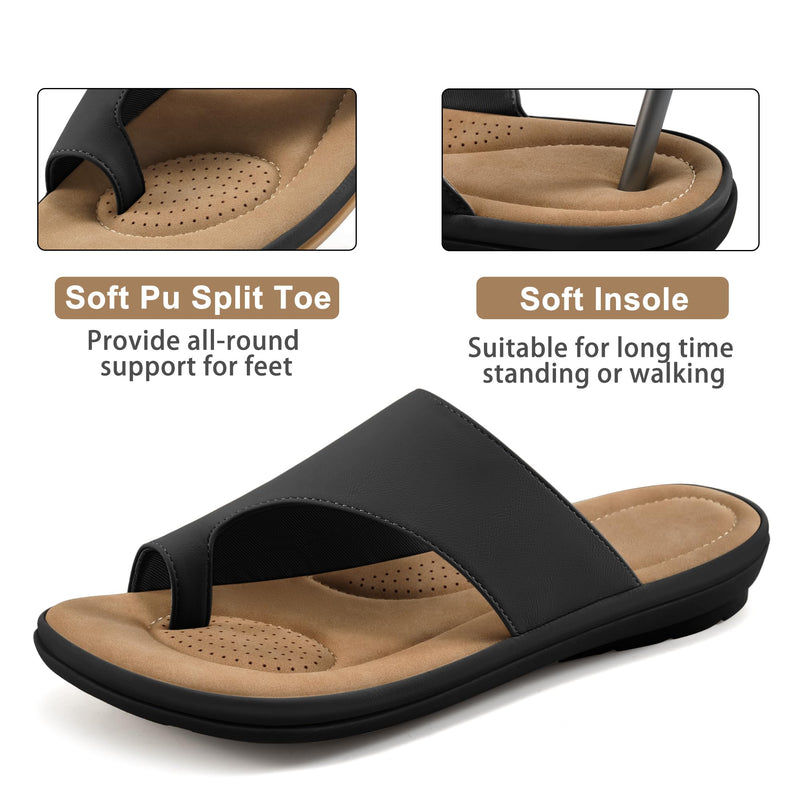 Reimferce Summer Flat Sandals for Women: Comfortable Walking Dressy Slides for 2026 - Ladies Orthopedic Casual Shoes Indoor Outdoor Black 10