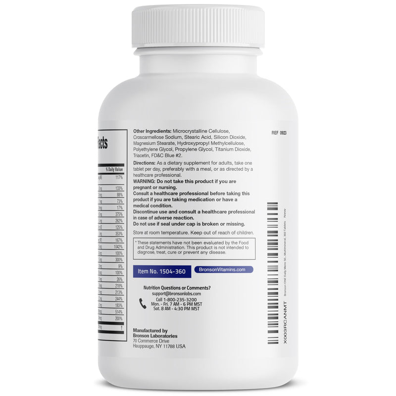 Bronson ONE Daily Mens 50+ Complete Multivitamin Multimineral, 360 Tablets | Once-Daily, Targeted Nutrition For Active Men Over 50, Non-GMO, Gluten-Free, Soy-Free 360 Count (Pack of 1)