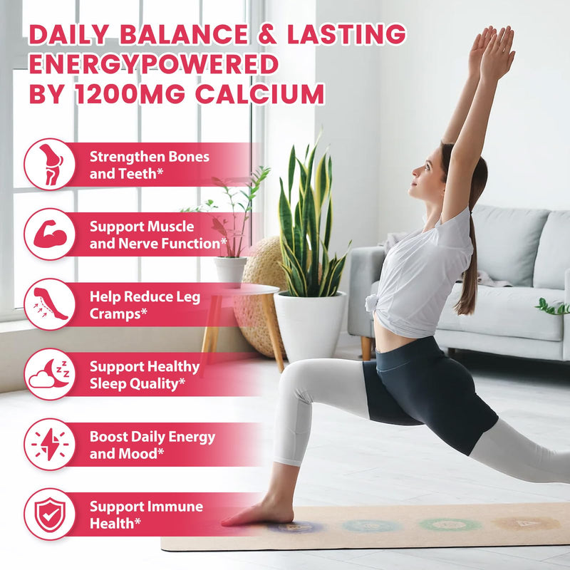 (2 Pack) Calcium Citrate 1200mg with Vitamin D3 K2 Gummies for Women & Men, High Absorption Calcium Supplement for Bone & Muscle Health, Sugar-Free, Peach Flavor - 60 Day Supply