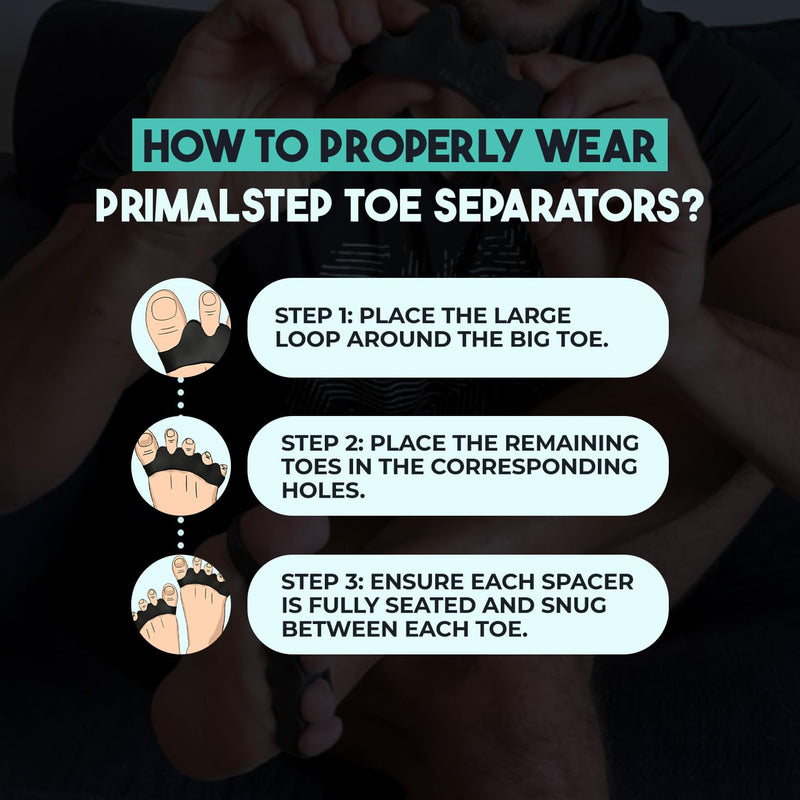PrimalStep Toe Separators, Spreaders, Spacers, Straightener to Correct Toes for Men and Women, Bunion Corrector, Foot Pain, Plantar Fasciitis, S/M (Pack of 2) S/M (Pack of 2)