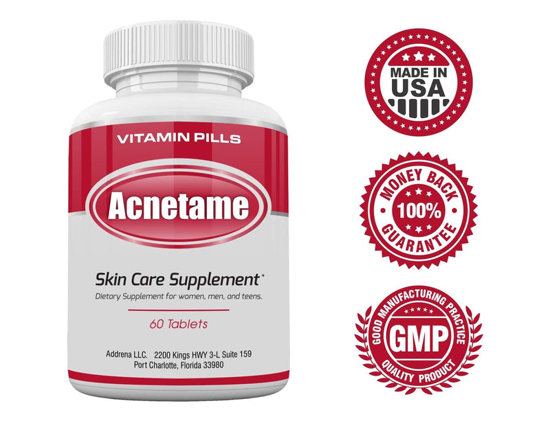 Acnetame Acne Pills 60- Supplements for Acne Treatment Pill Women Men Teens | Clear Skin Supplement & Hormonal Pimple Tablet, Natural Breakout & Blemish Control, Oily Skin Sebum- 60 Tablets 60 Count (Pack of 1)