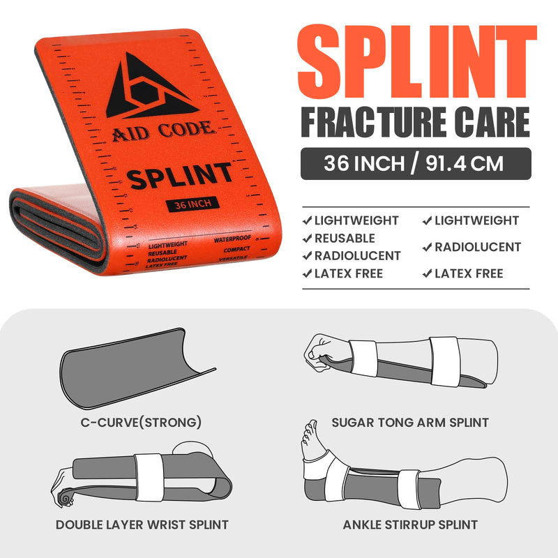 First Aid Splint 36" X 4.3",Emergency Splint Kit for Arm Leg Broken Bones Fracture,Ideal for Sports, Home, First Aid Refill and Pets (4 pack combo) 4 pack combo - BeesActive Australia