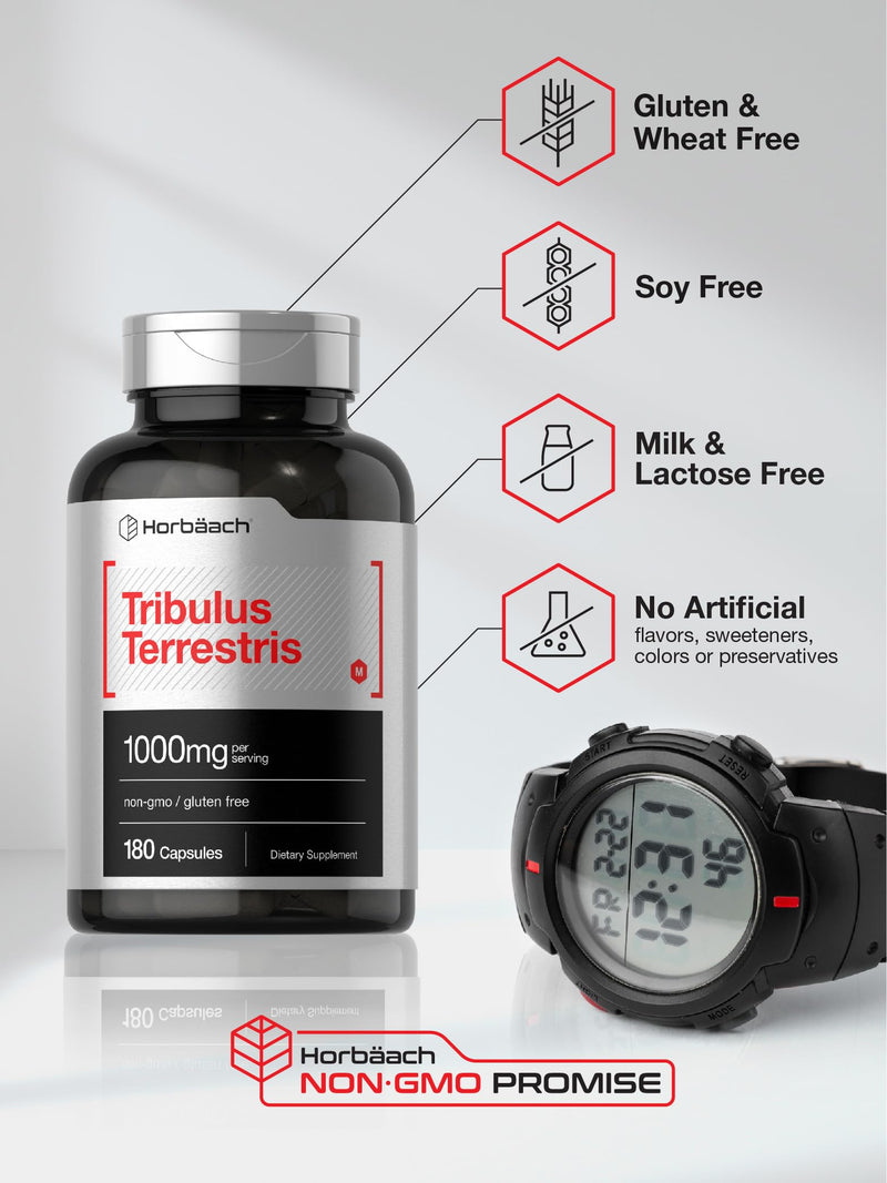 Horbäach Tribulus Terrestris | 1000mg | 180 Capsules | for Men and Women | Non-GMO & Gluten Free Supplement - BeesActive Australia