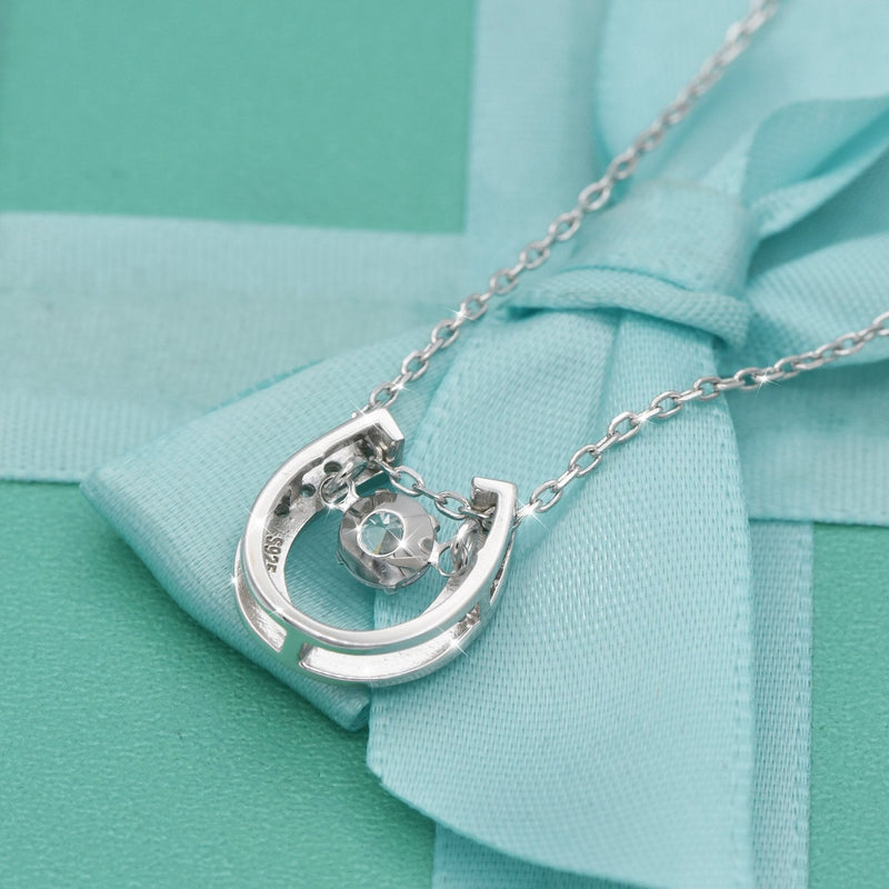 925 Sterling Silver Lucky Horseshoe with CZ Cute U Pendant Necklace Women Jewelry set - BeesActive Australia