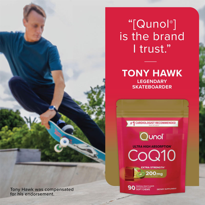 Qunol CoQ10 200mg Soft Chews, Extra Strength, Ultra High Absorption, 90ct | #1 Cardiologist Recommended Supplement for Heart Health, Coenzyme Q10 Supplement to support Vascular Health & Cellular Energy 90 Count (Pack of 1)