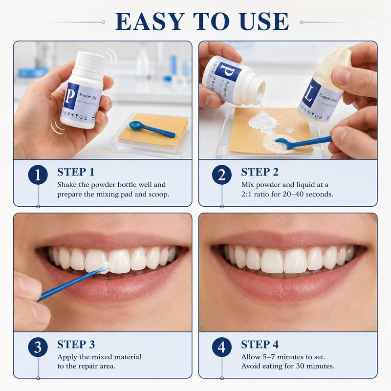 Zinc Oxide Eugenol Cement Dental Care Kit, Temporary Teeth Replacement Kit for Broken Chipped Teeth, Missing Teeth, Crown Fillings & Bridges, Improving Smile