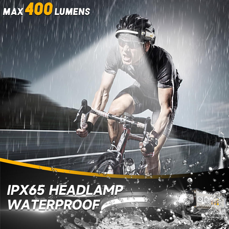 Headlamp Rechargeable 2PCS, 230° Wide Beam Detachable Headlamp Flashlight, LED Headlight Motion Sensor, 9 Mode for Outdoor Camping Fishing Running Hiking