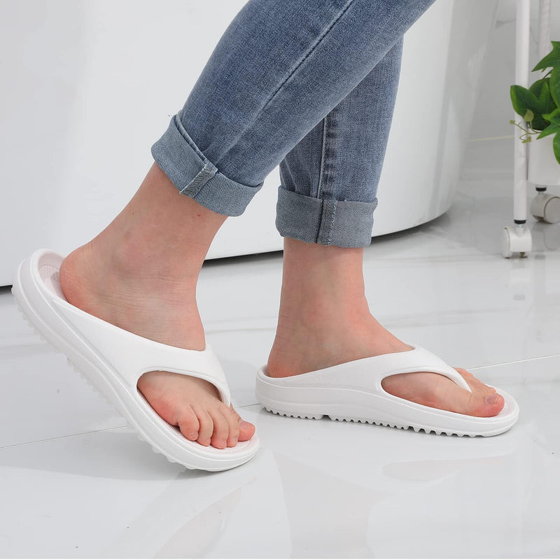 shevalues Orthopedic Sandals for Women, Arch Support Recovery Flip Flops 8.5-9 Women/7-7.5 Men White